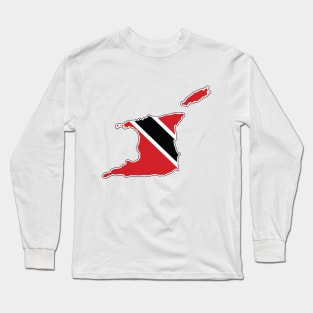 Trinidad and Tobago Flag and Map Long Sleeve T-Shirt